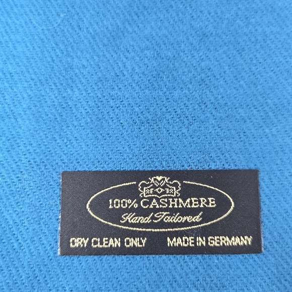 100% CASHMERE SCARF LOT OF 3 LONG MADE IN GERMANY TEAL NAVY BLUE PLAID WOMEN - Picture 4 of 14